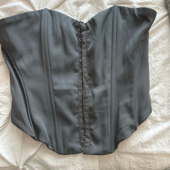 Princess Polly Tops - Princess Polly Charcoal Satin Corset Top 4